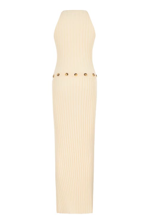 Nocturne Ribbed Dress With Slits In Ivory