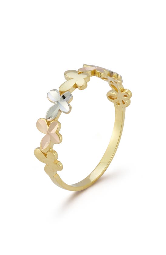 Ember Fine Jewelry Tri-tone Butterfly Ring In 14k Gold