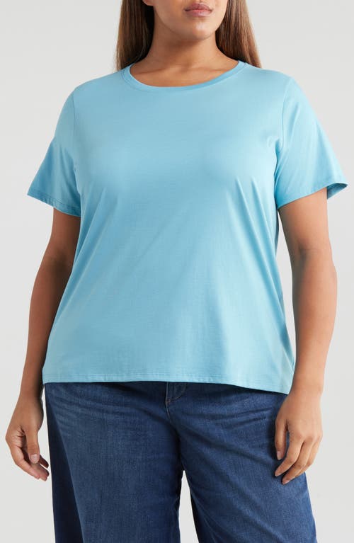 Shop Eileen Fisher Crewneck Organic Cotton T-shirt In Delfina