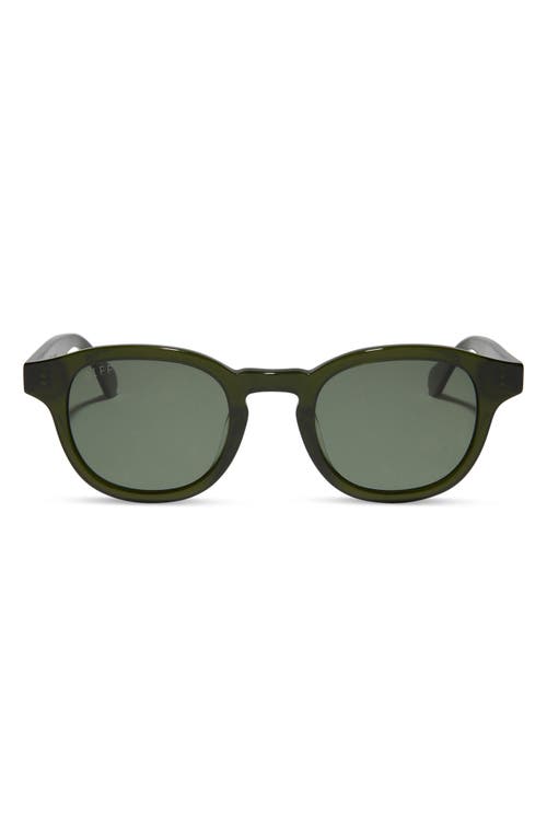 Arlo XL 50mm Polarized Small Round Sunglasses in Dark Olive
