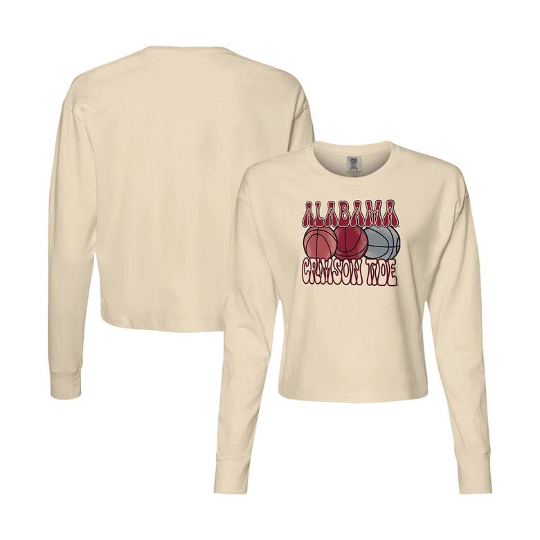 Shop Image One Natural Alabama Crimson Tide Comfort Colors Basketball Cropped Long Sleeve T-shirt