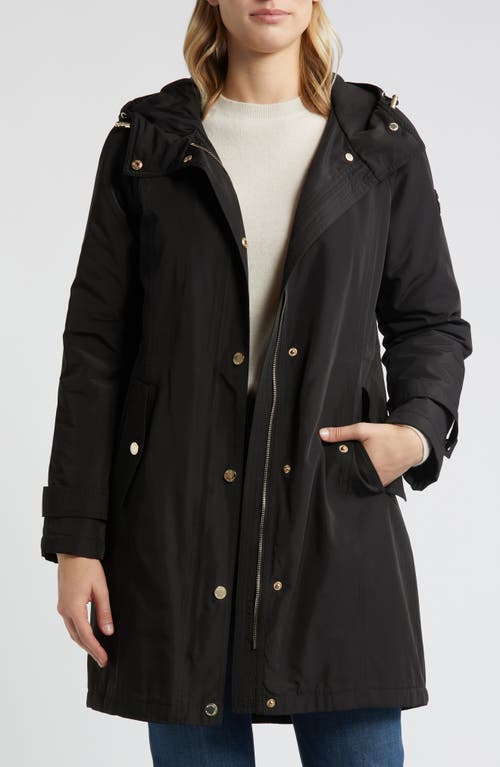 Shop Michael Michael Kors Water Resistant Hooded Coat In Black