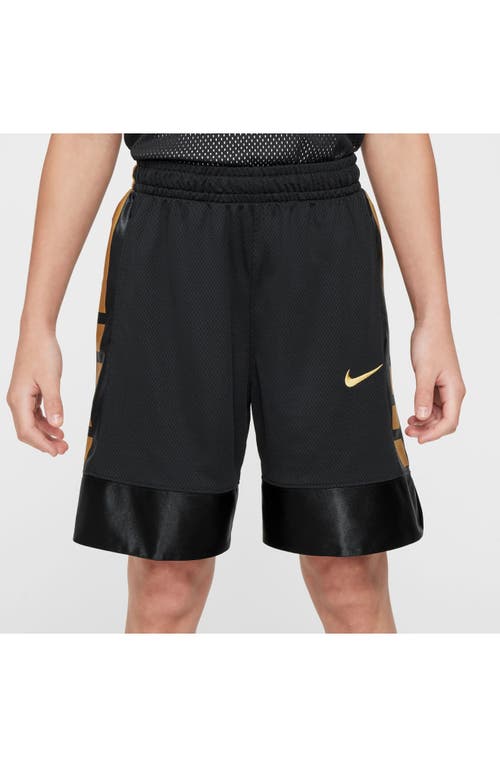 Shop Nike Kids' Dri-fit Elite Basketball Shorts In Black/infinite Gold