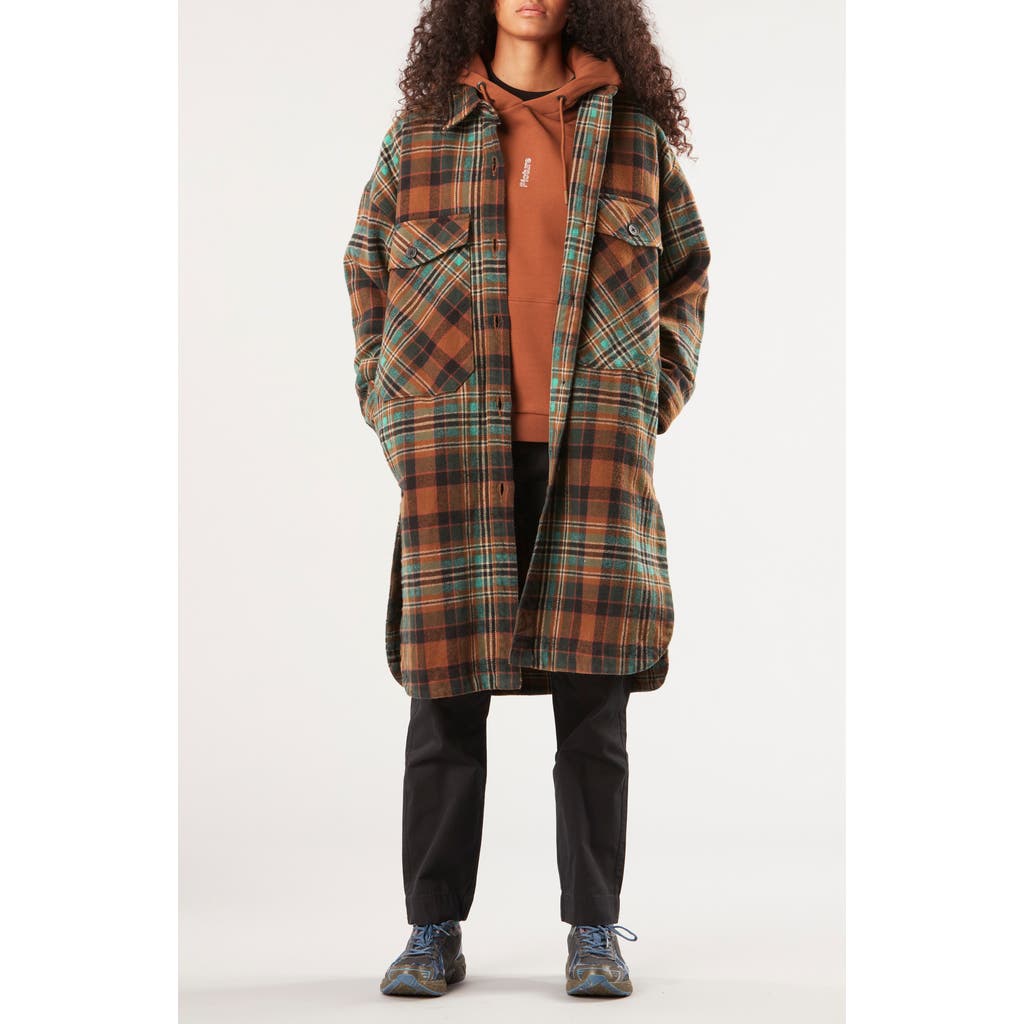 Picture Organic Clothing Sotola Plaid Recycled Cotton Fleece Coat In A Camel Plaid