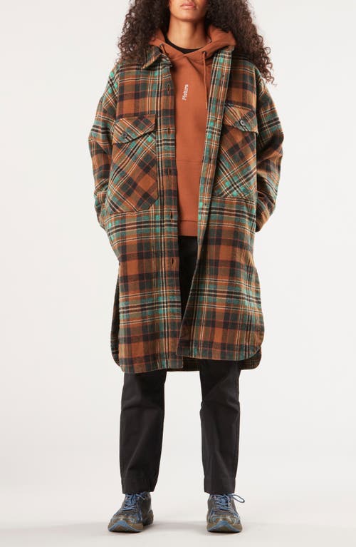 Sotola Plaid Recycled Cotton Fleece Coat in A Camel Plaid