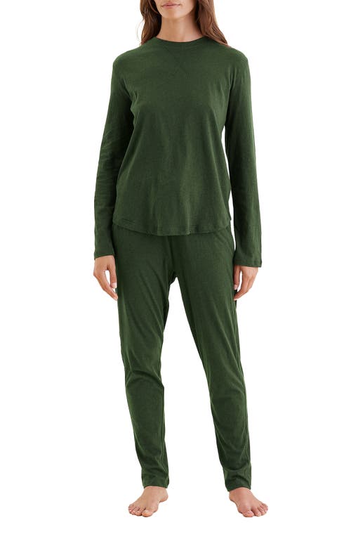 Shop Papinelle Jada Long Sleeve Cotton Pajama Top In Forest Green