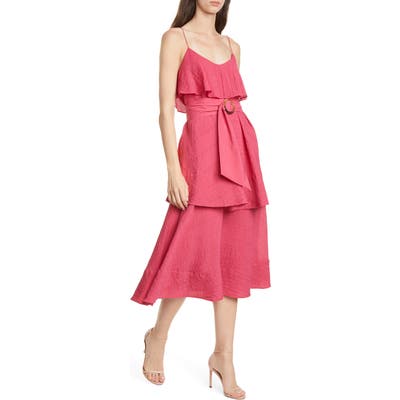 Club Monaco Tiered Midi Dress, Pink
