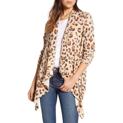 Bobeau Amie Waterfall Knit Cardigan, Beige