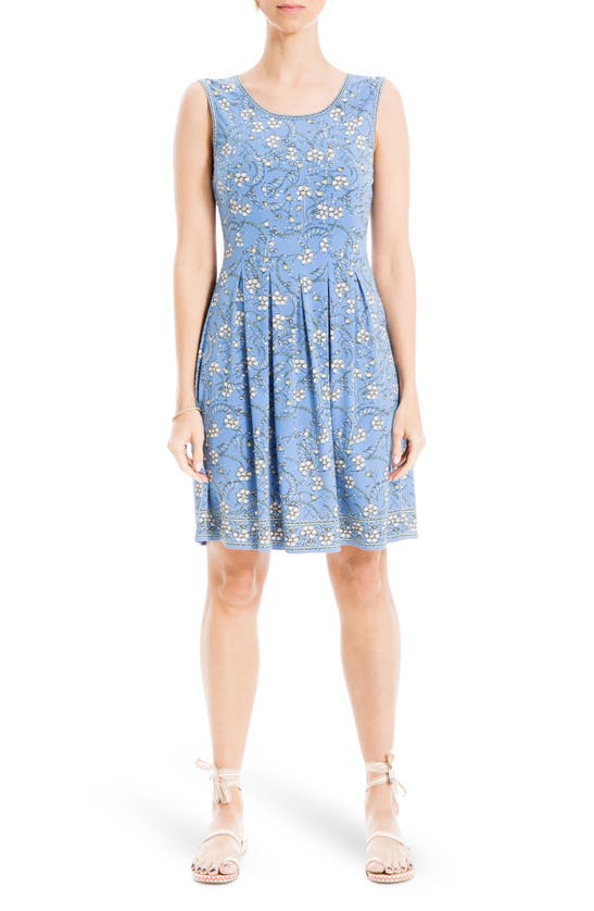 Max Studio Patterned Sleeveless Fit & Flare Dress In Green/ Gold Winding  Floral | ModeSens