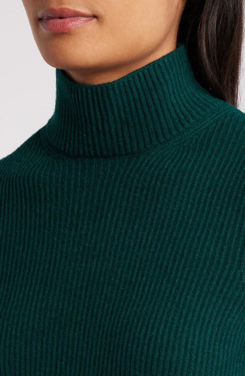 Shop Anne Klein Mock Neck Rib Sweater In Pine Forest