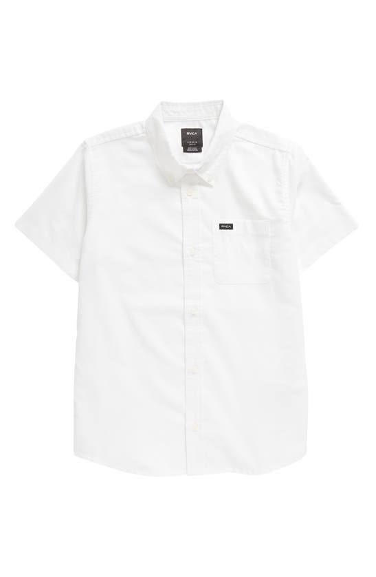 Shop Rvca Kids' That'll Do Short Sleeve Button-down Shirt In White