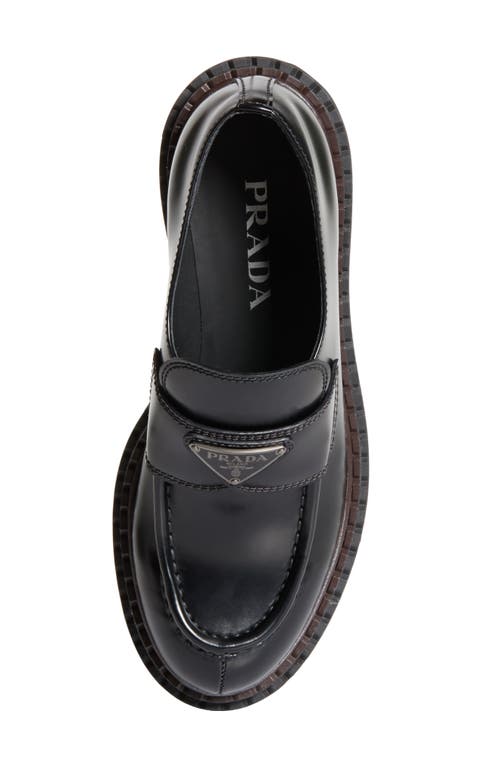 Shop Prada Double Chocolate Platform Loafer In Nero