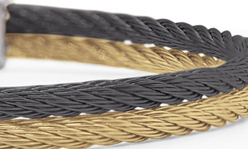 Shop Alor ® Two-tone Stainless Steel Cable Bangle Bracelet In Black/yellow Gold