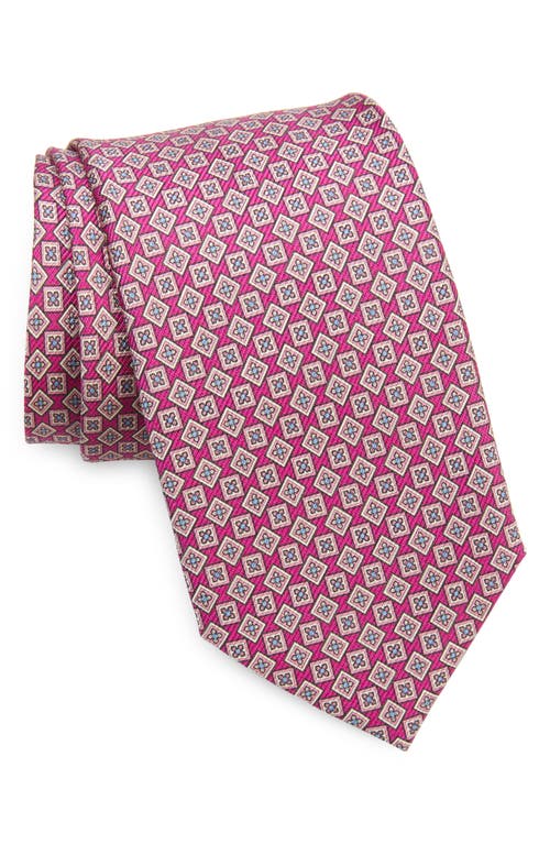 David Donahue Neat Medallion Silk Tie in Berry at Nordstrom