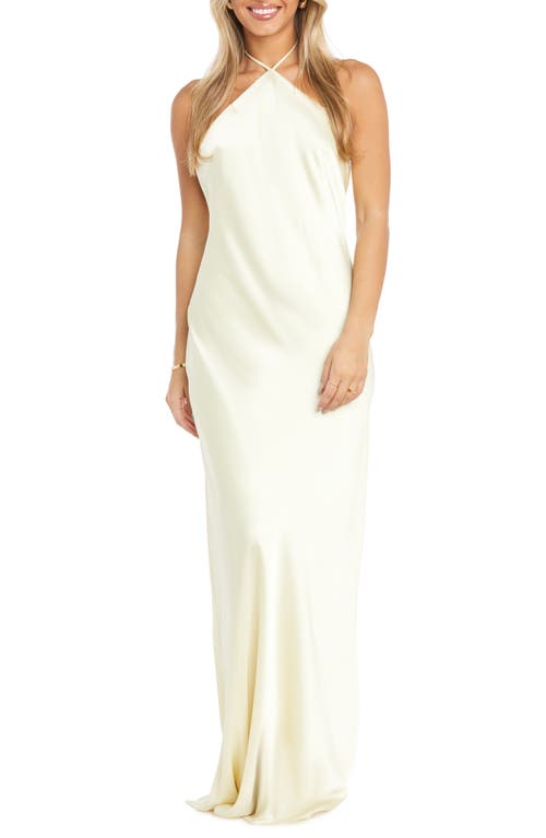 Halter Neck Charmeuse Gown in Cream