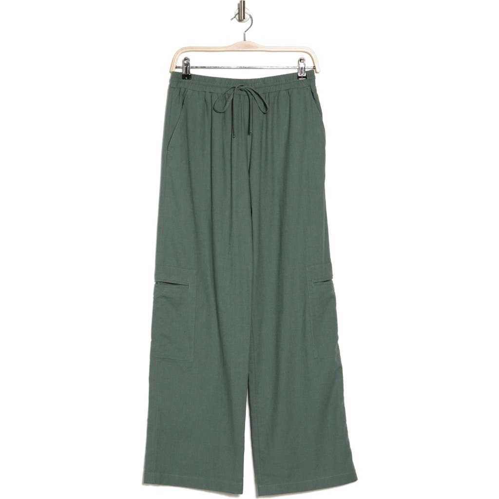 Abound Flowy Tie Waist Cotton & Linen Pants In Green