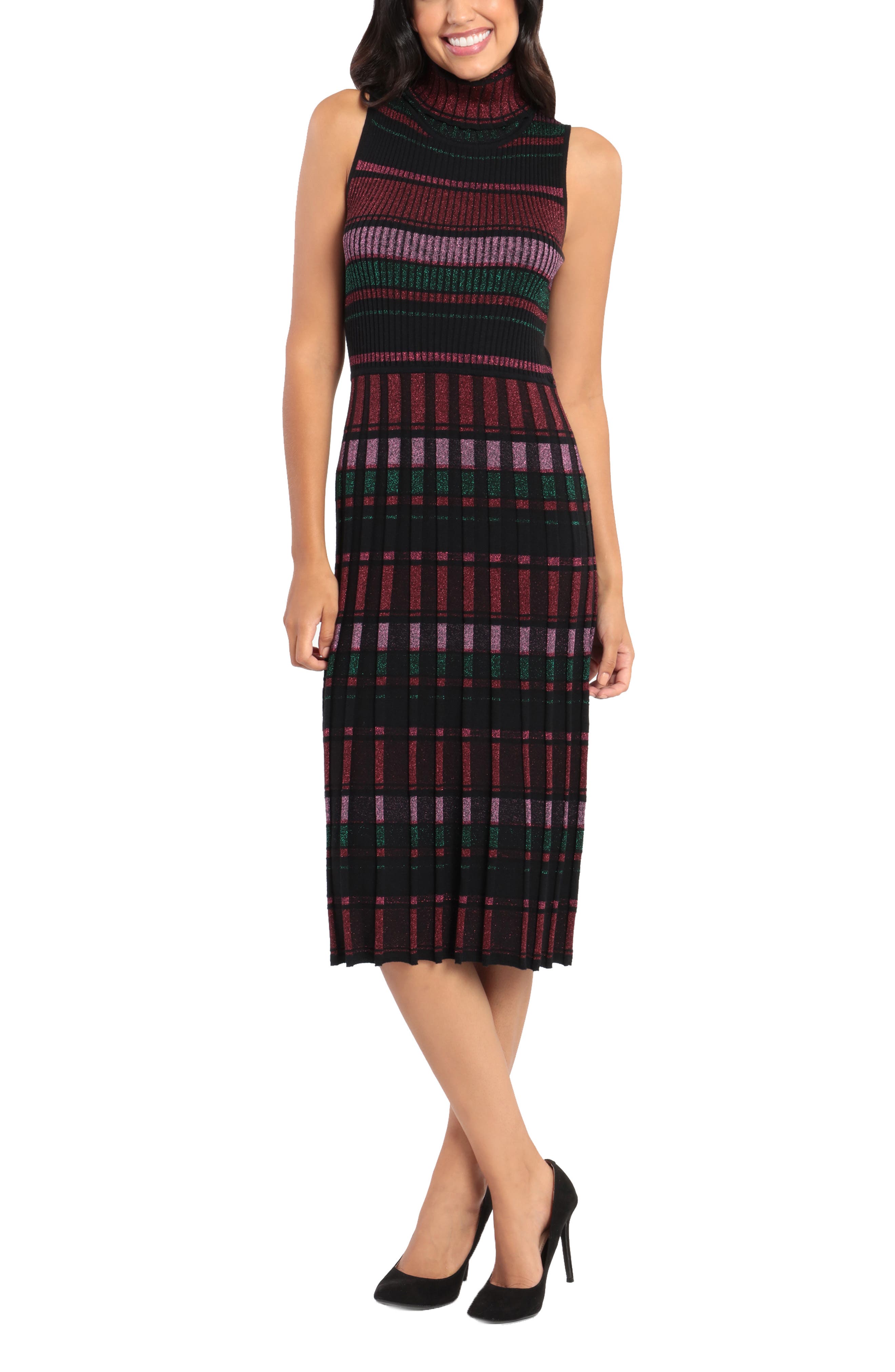 maggy london ruched waist midi dress