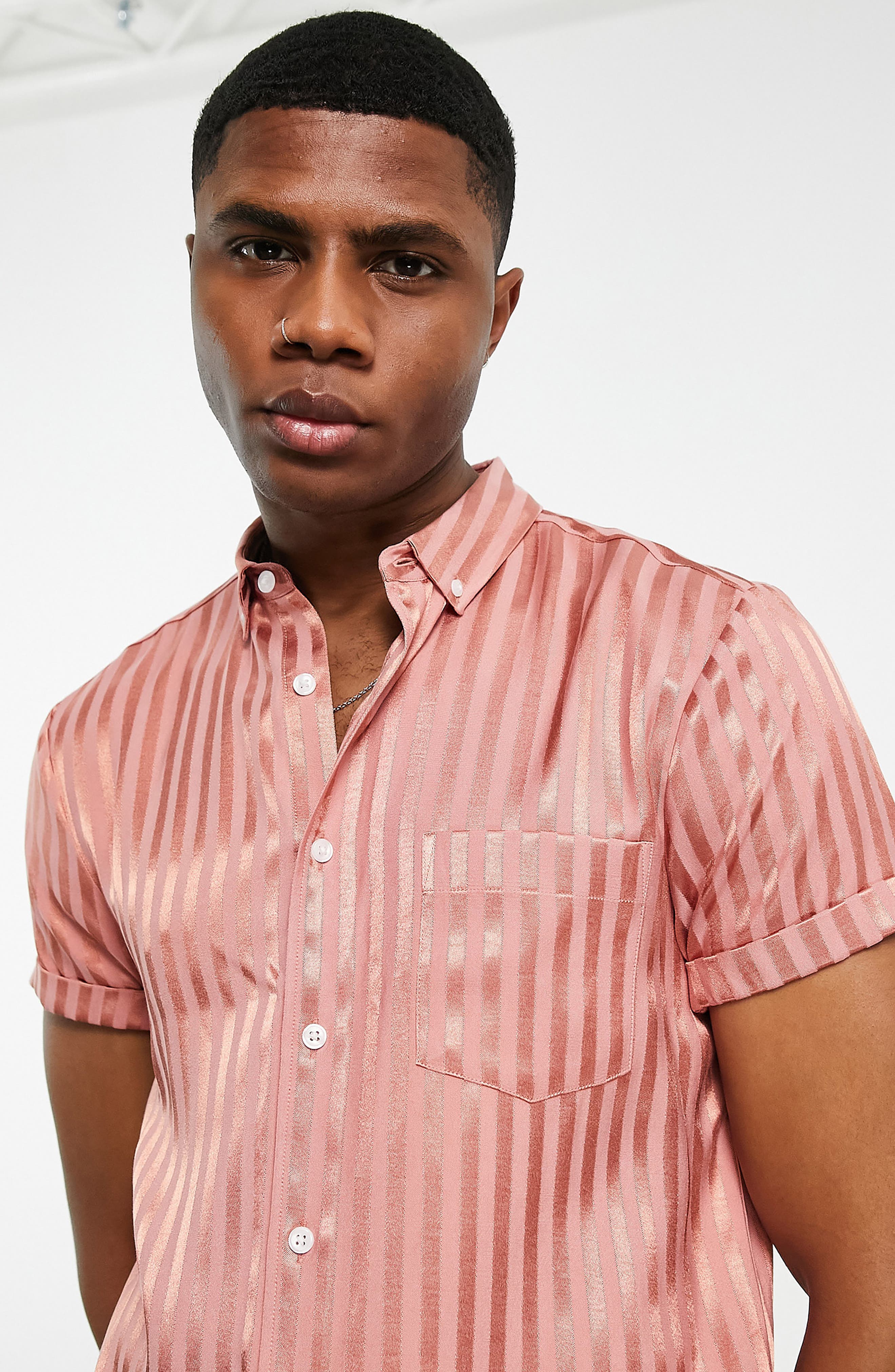 ASOS DESIGN Revere Collar Satin Button 