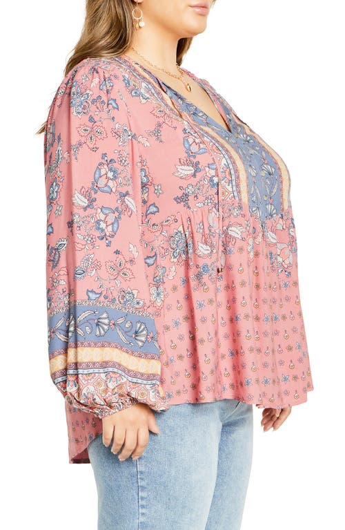 Shop City Chic Angel Falls Mixed Floral Print Peplum Top In Blush Angel Falls