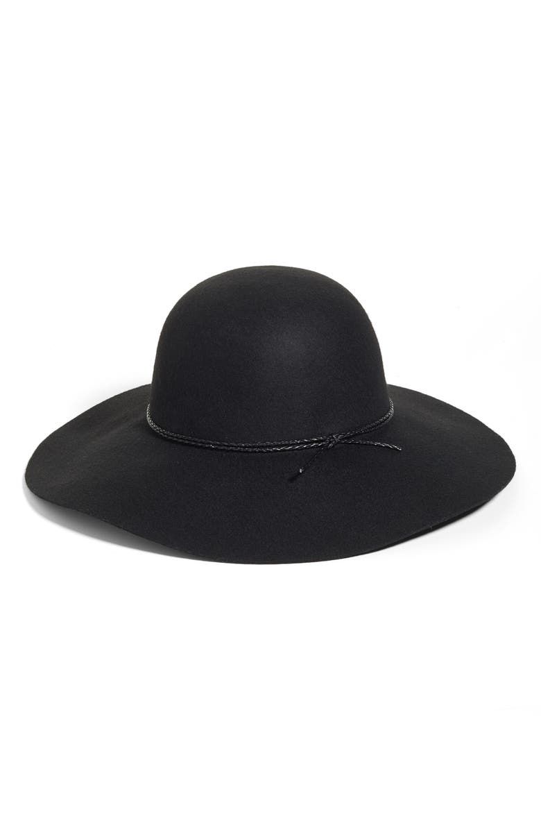 HALOGEN<SUP>®</SUP> Wool Floppy Hat, Main, color, Black