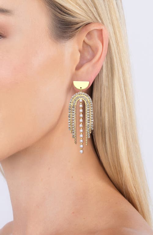 Eye Candy Los Angeles Marie Imitation Pearl & Crystal Fringe Drop Earrings In Gold