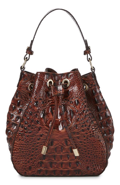 Brahmin Melinda Croc Embossed Leather Bucket Bag in Pecan at Nordstrom