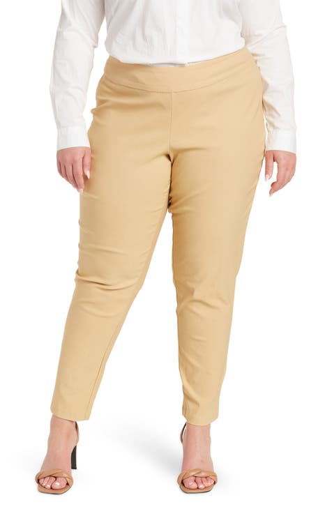 Beige Plus Size Pants for Women