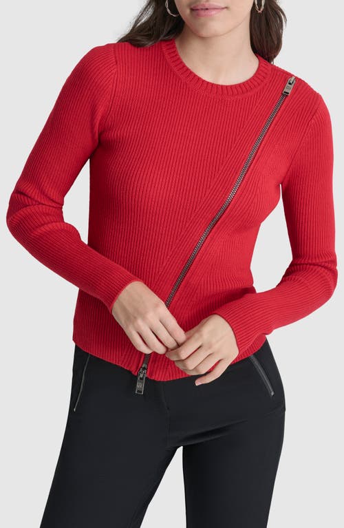 Shop Dkny Asymmetric Zip Detail Sweater In Red Light