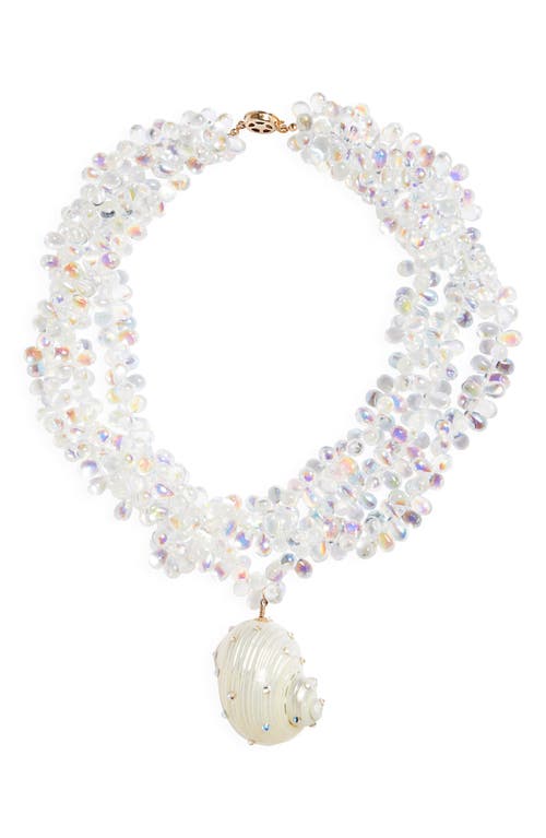 Swhirlpool Beaded Layered Pendant Necklace in Crystal