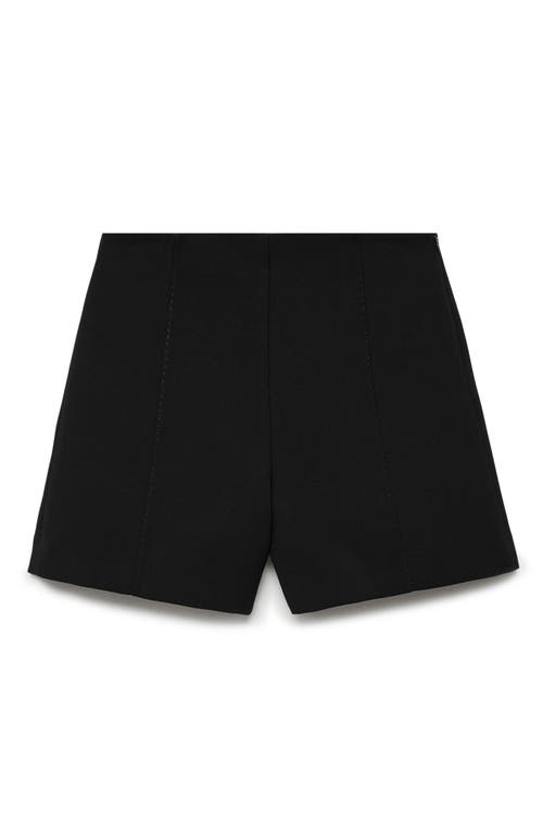 Mango Mid Rise Straight Leg Shorts In Black