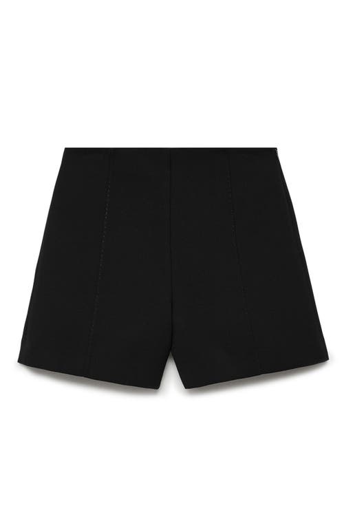 Shop Mango Mid Rise Straight Leg Shorts In Black