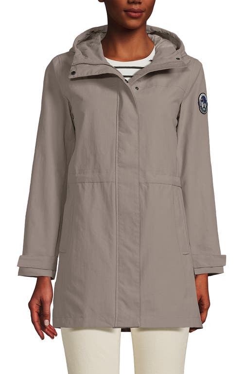 Shop Lands' End Squall Hooded Waterproof Raincoat In Soft Taupe