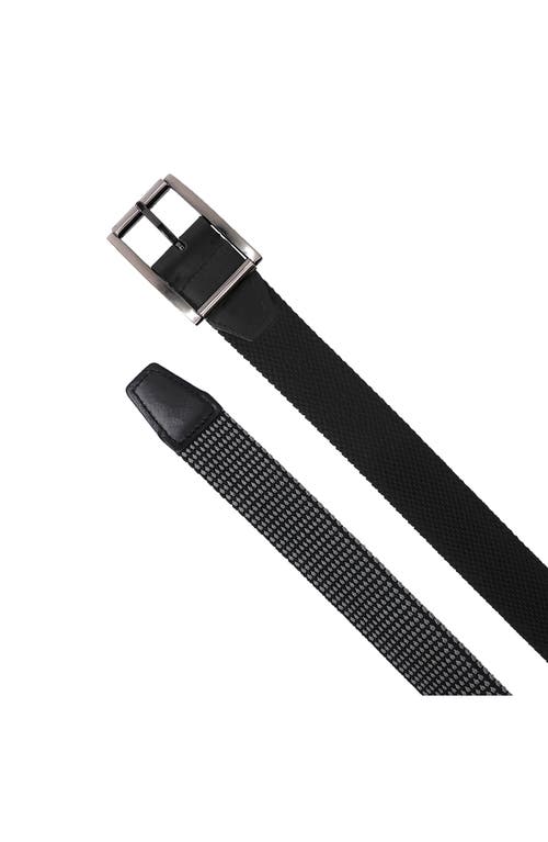 Shop Boconi Reversible Elastic Braid Feather Edge Belt In Black/grey