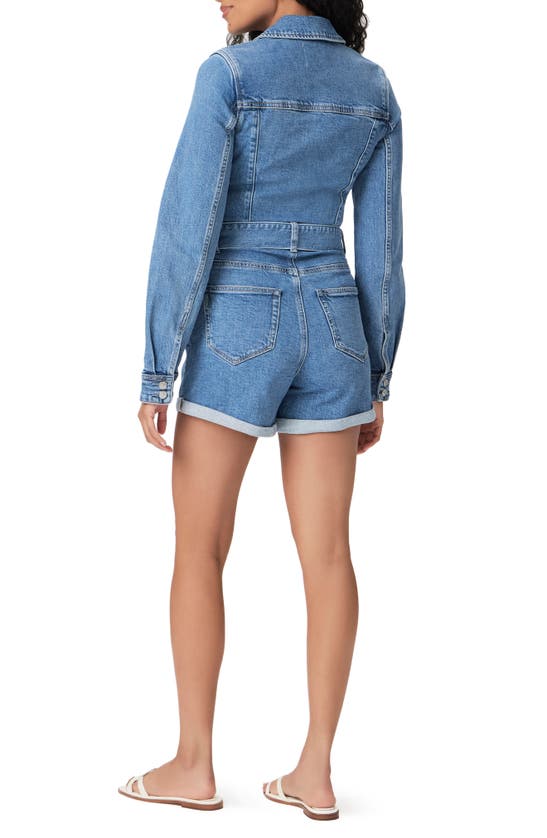 Shop Paige Maggy Tie Waist Long Sleeve Denim Romper In Tracey