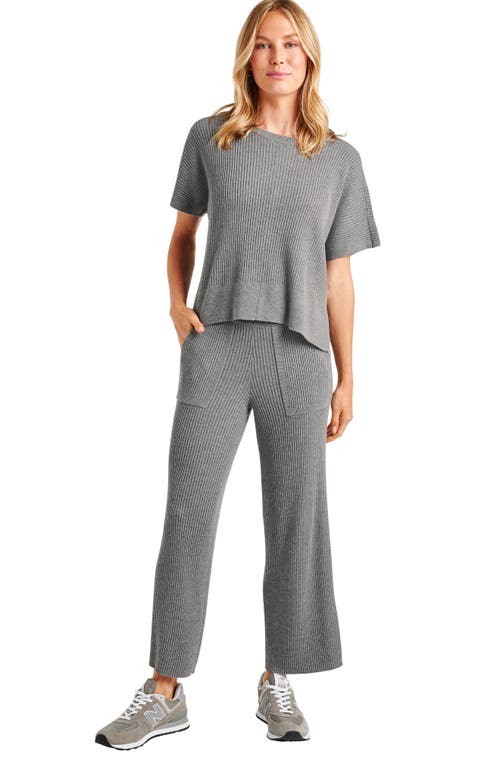 Splendid Georgie Short Sleeve Rib Sweater In Heather Grey