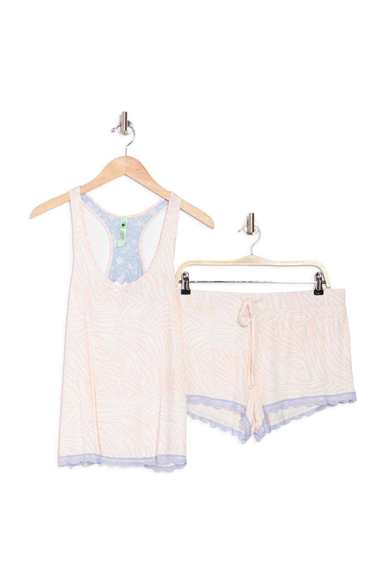 Honeydew Intimates Lace Racerback Tank & Shorts 2-piece Pajama Set In Ivoryzebra