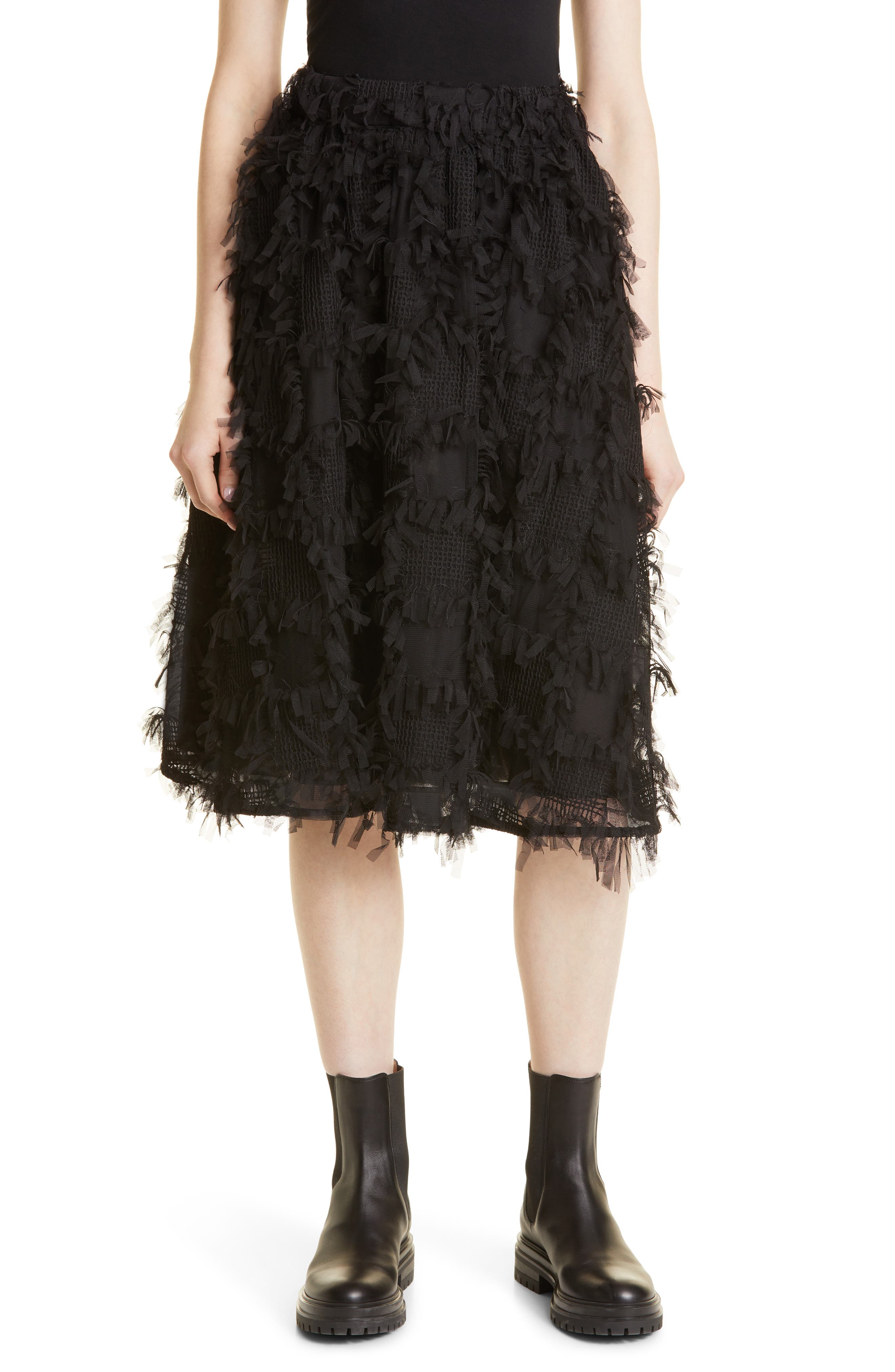 black fringe skirt nordstrom