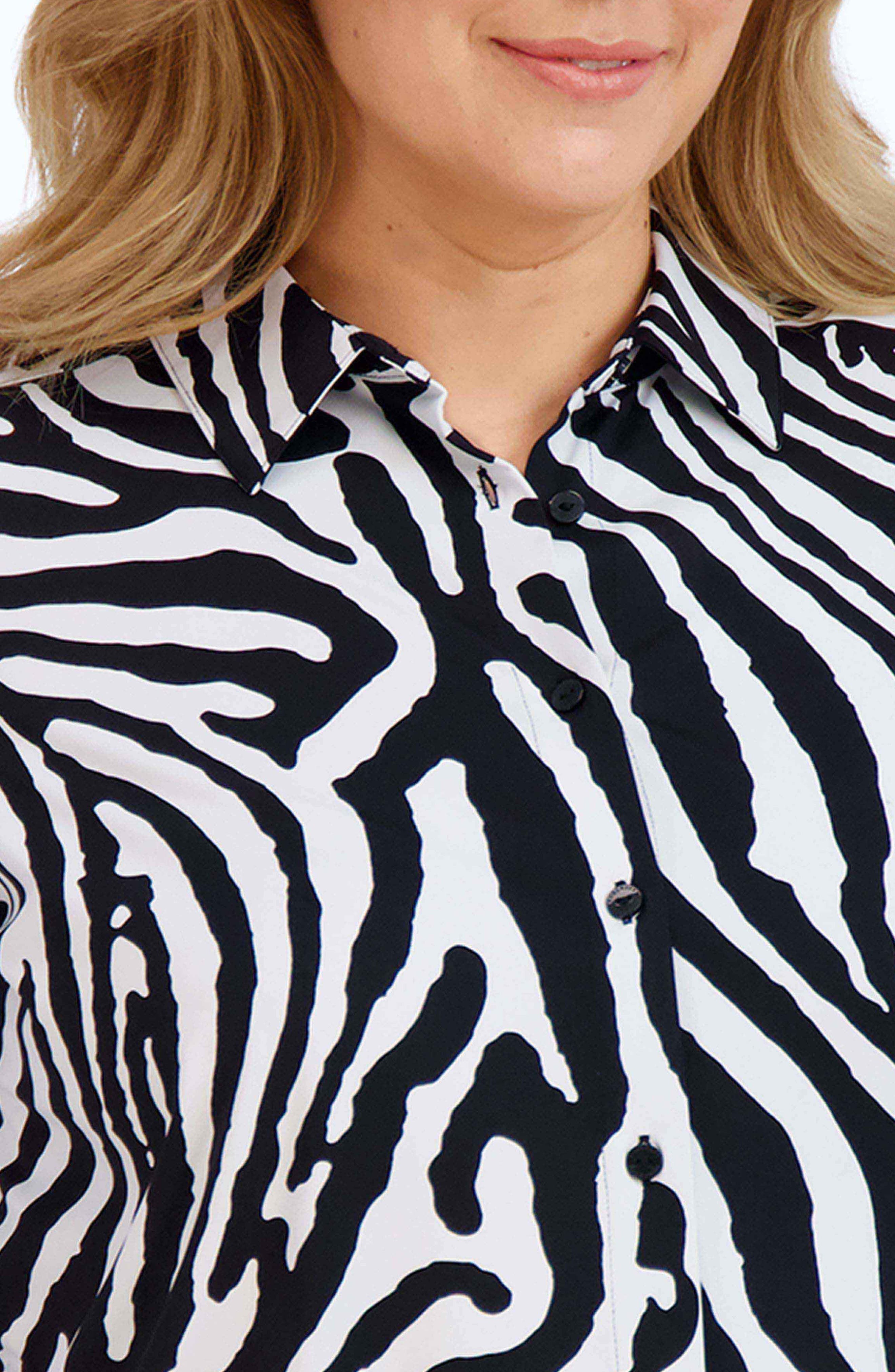 Foxcroft Diane Zebra Print Cotton Shirt Nordstrom