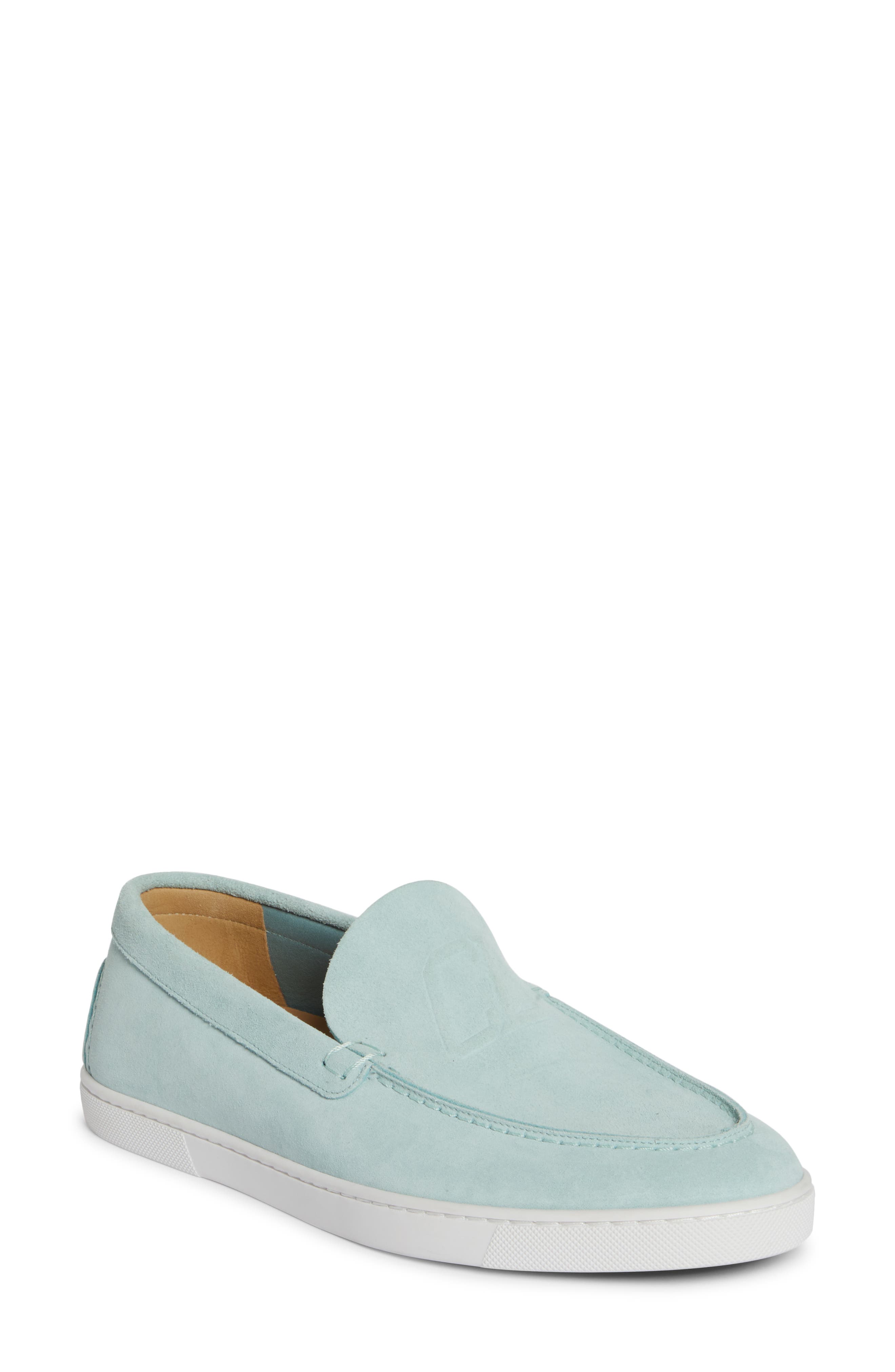 Christian Louboutin VARSIBOAT FLAT CL Monogram Slip On Suede Sneakers Shoes Christian Louboutin Varsiboat Slip-On Sneaker in Iceberg  main image 3