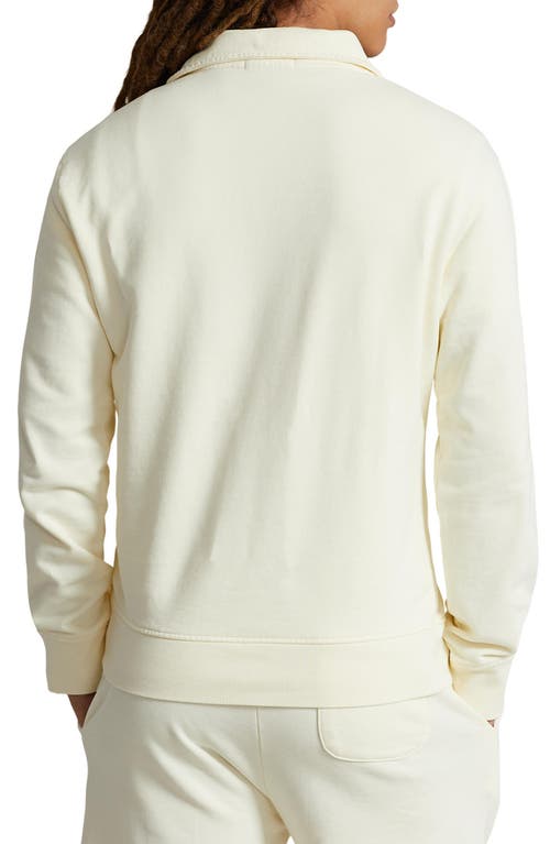 Shop Polo Ralph Lauren French Terry Quarter Zip Sweatshirt In Clubhouse Cream