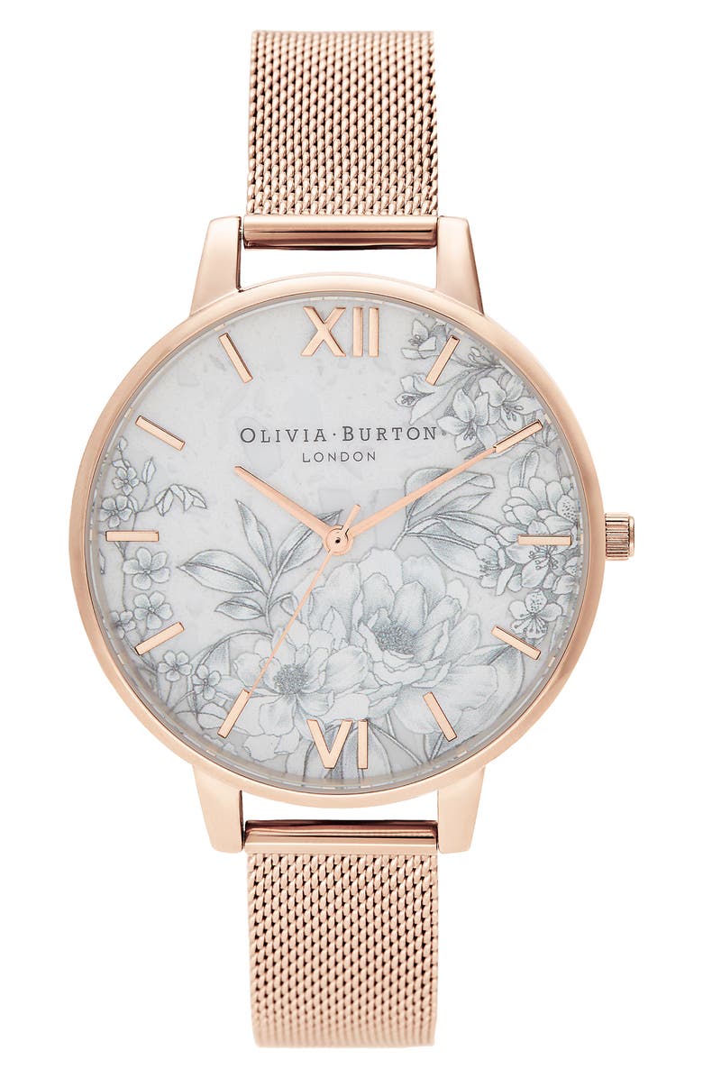 Olivia Burton Terrazzo Florals Mesh Strap Watch 38mm Nordstrom