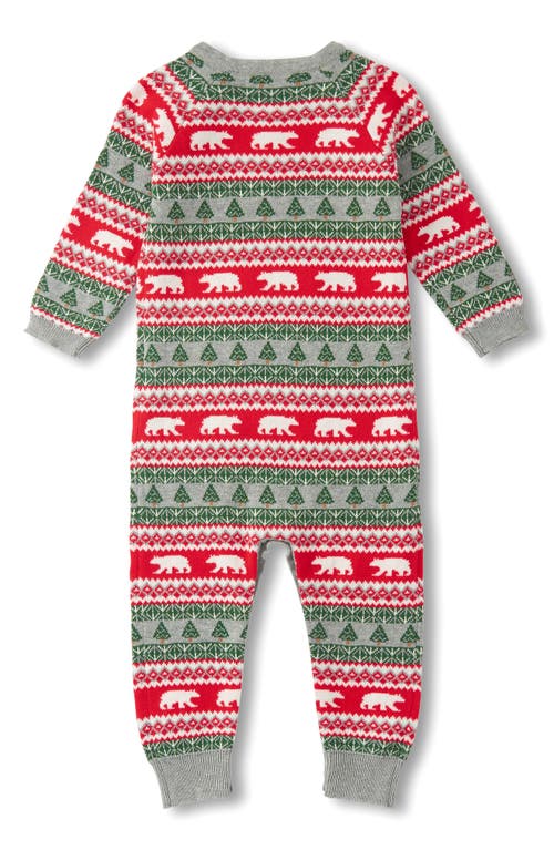 Shop Hatley Polar Bear Fair Isle Sweater Romper In Grey