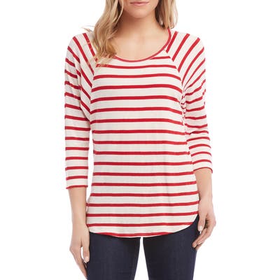 Karen Kane Stripe Raglan Sleeve Tee, Red