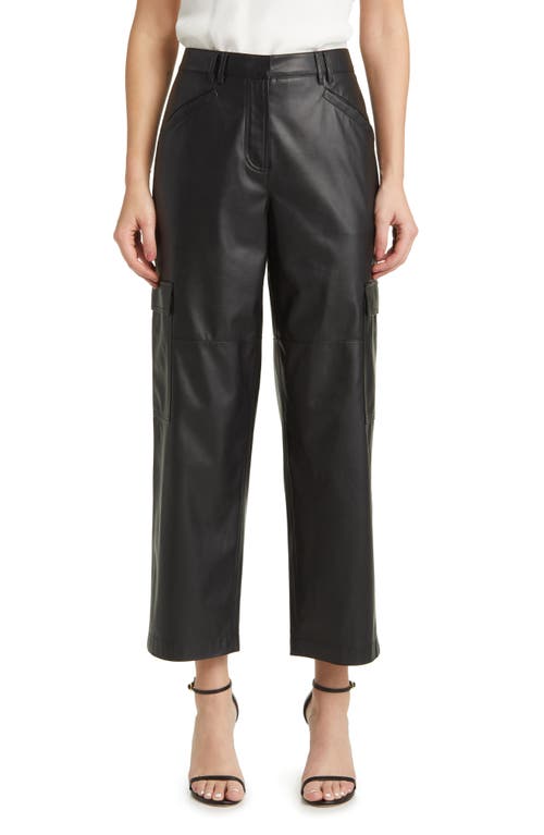 Faux Leather Cargo Pants in Black