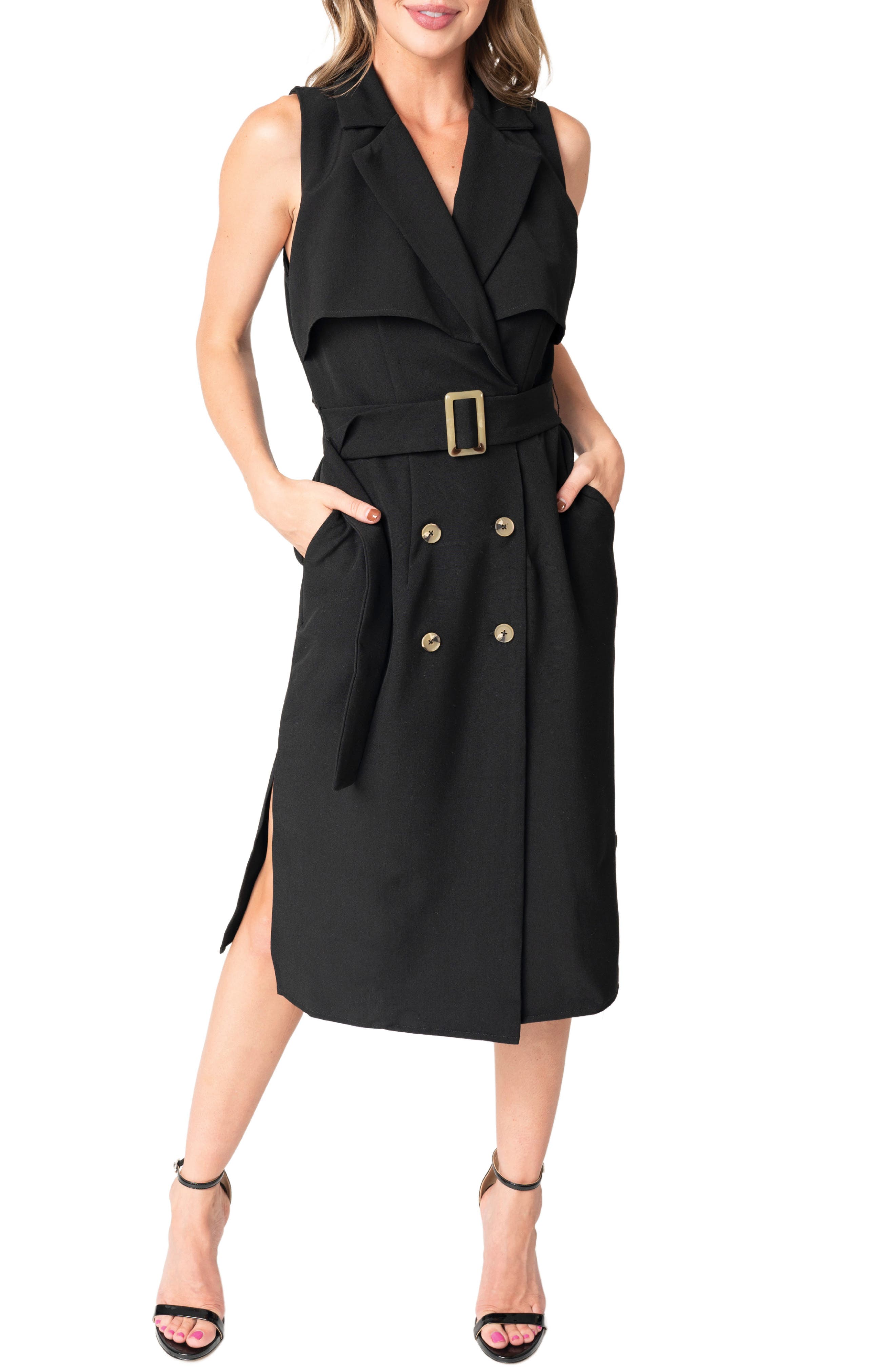 black longline trench coat