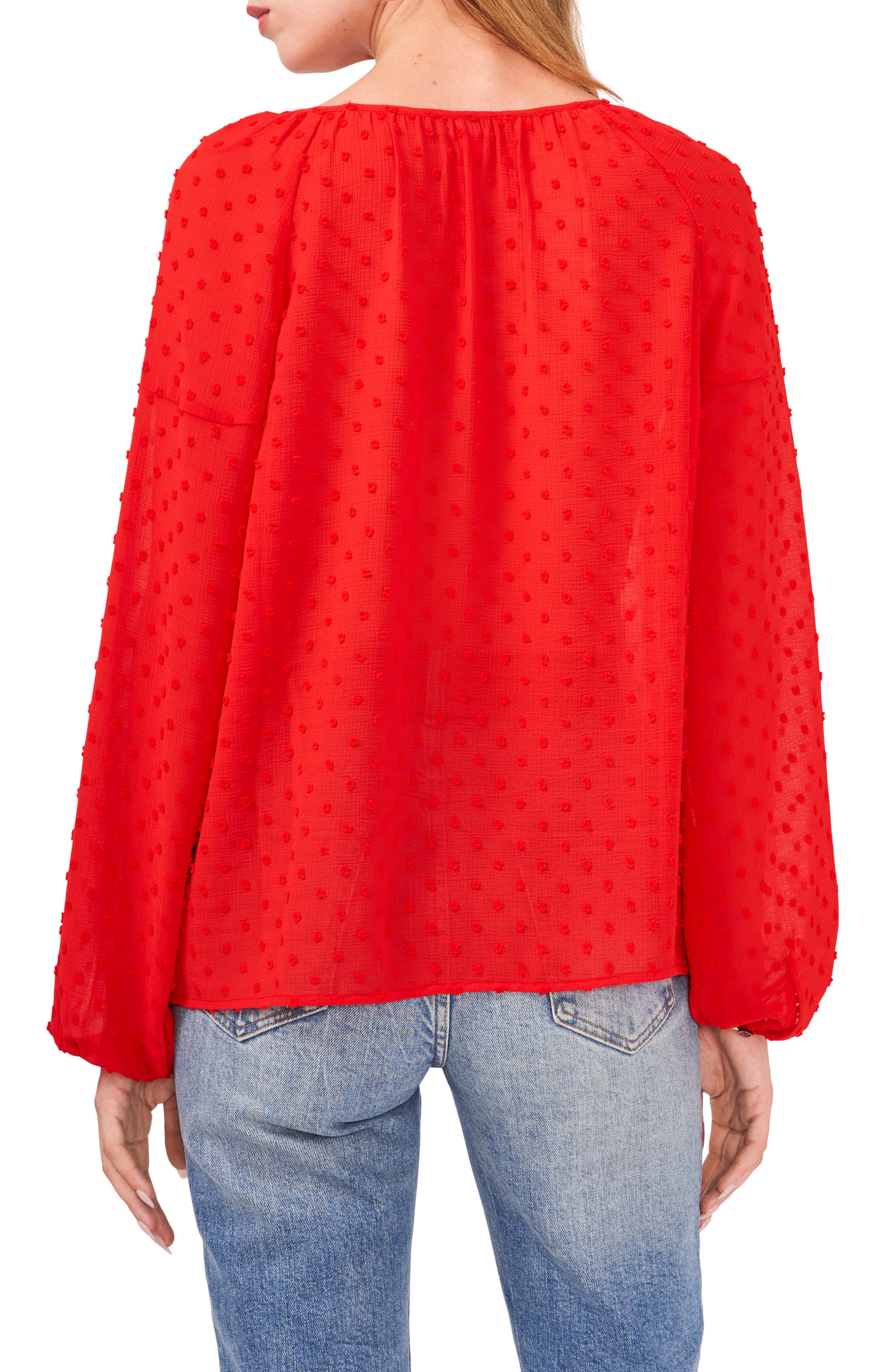 vince camuto clip dot detail long sleeve blouse