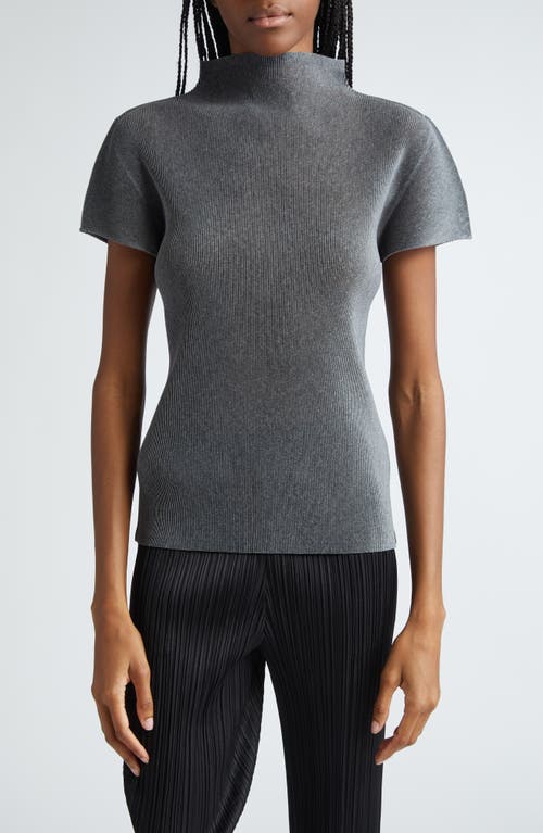 Pleats Please Issey Miyake Mist Basics Pleated Funnel Neck Top in Light Gray at Nordstrom, Size 3