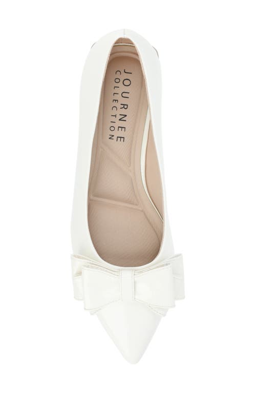 Journee Collection Ophelia Bow Pointed Toe Flat In Patent/white