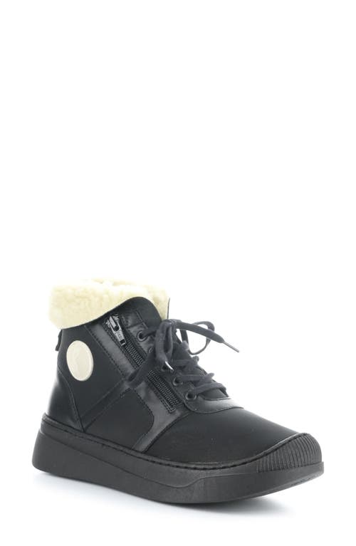 Softinos By Fly London Faux Shearling Bootie In Black Smooth Leather