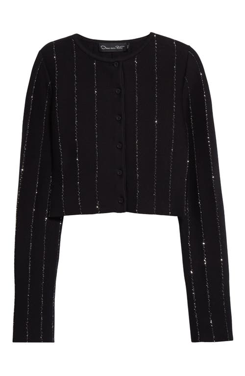 Oscar De La Renta Long-sleeve Sequined Cardigan In Black